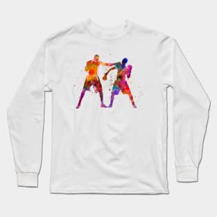 Boxer fight in watercolor Long Sleeve T-Shirt